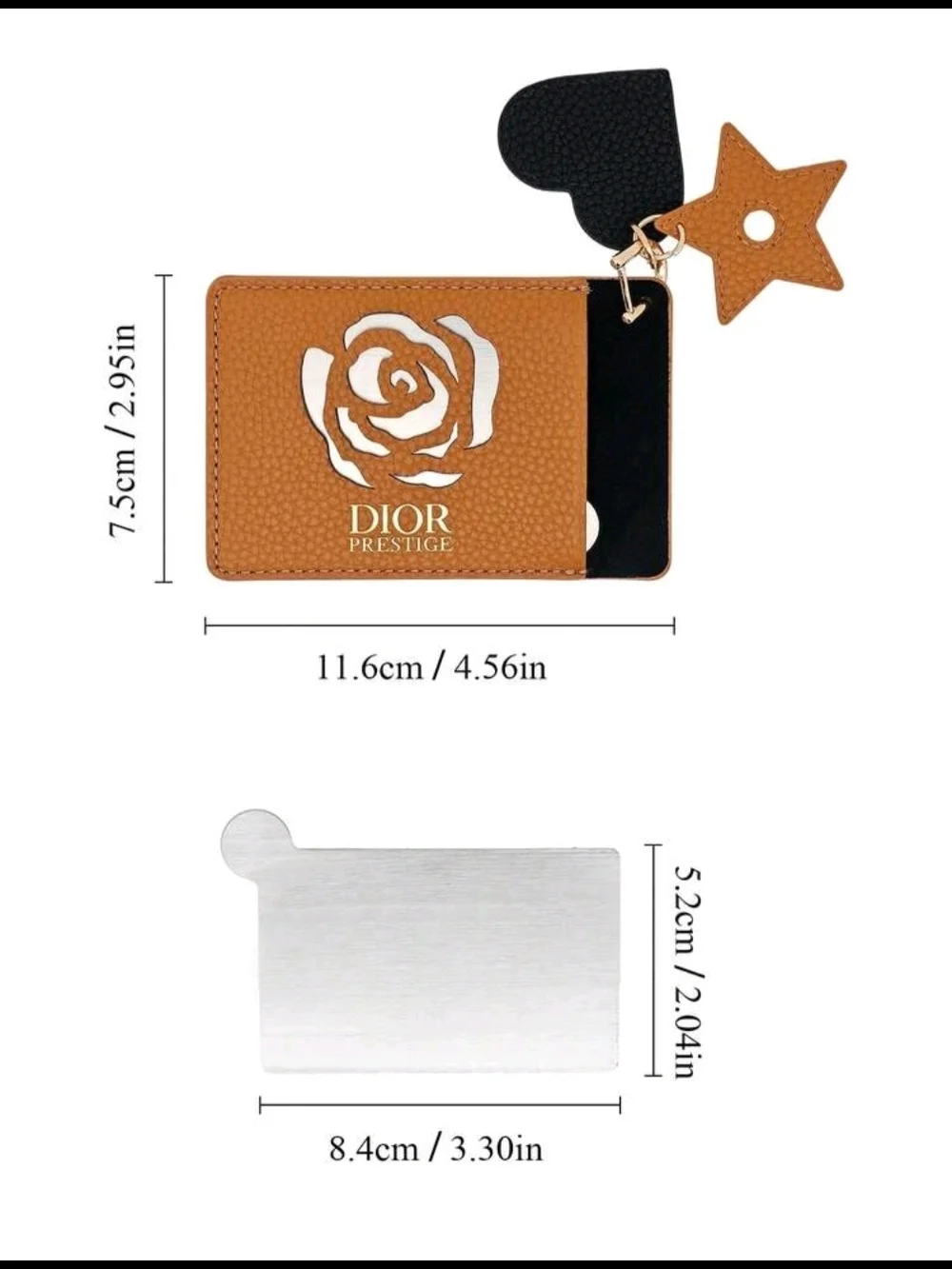 Dior Brown Leather Card Holder with Rose Motif